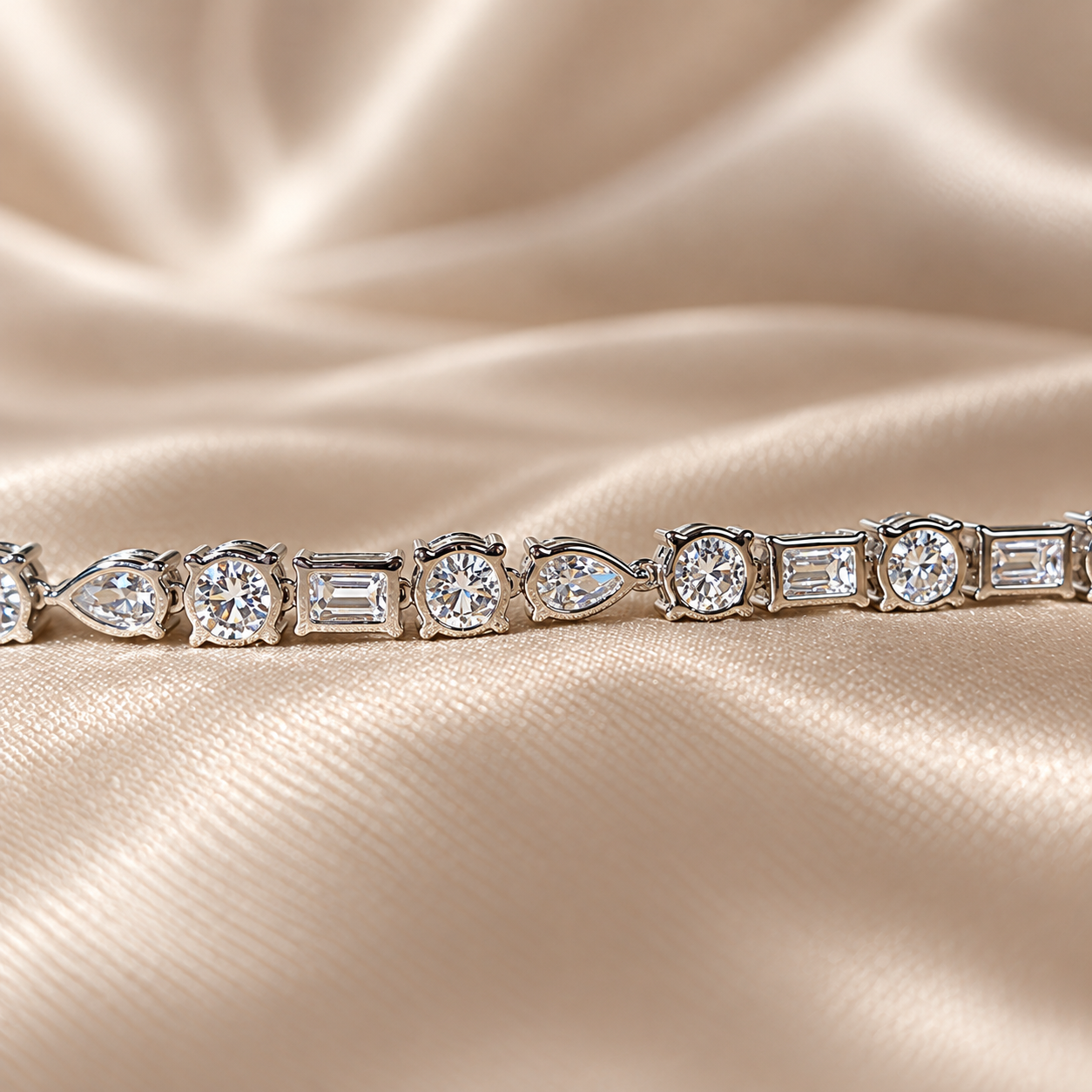 Mixed Shape Lab Grown Diamond Tennis Bracelet Elegant Custom Multi-Cut Diamond Bracelet
