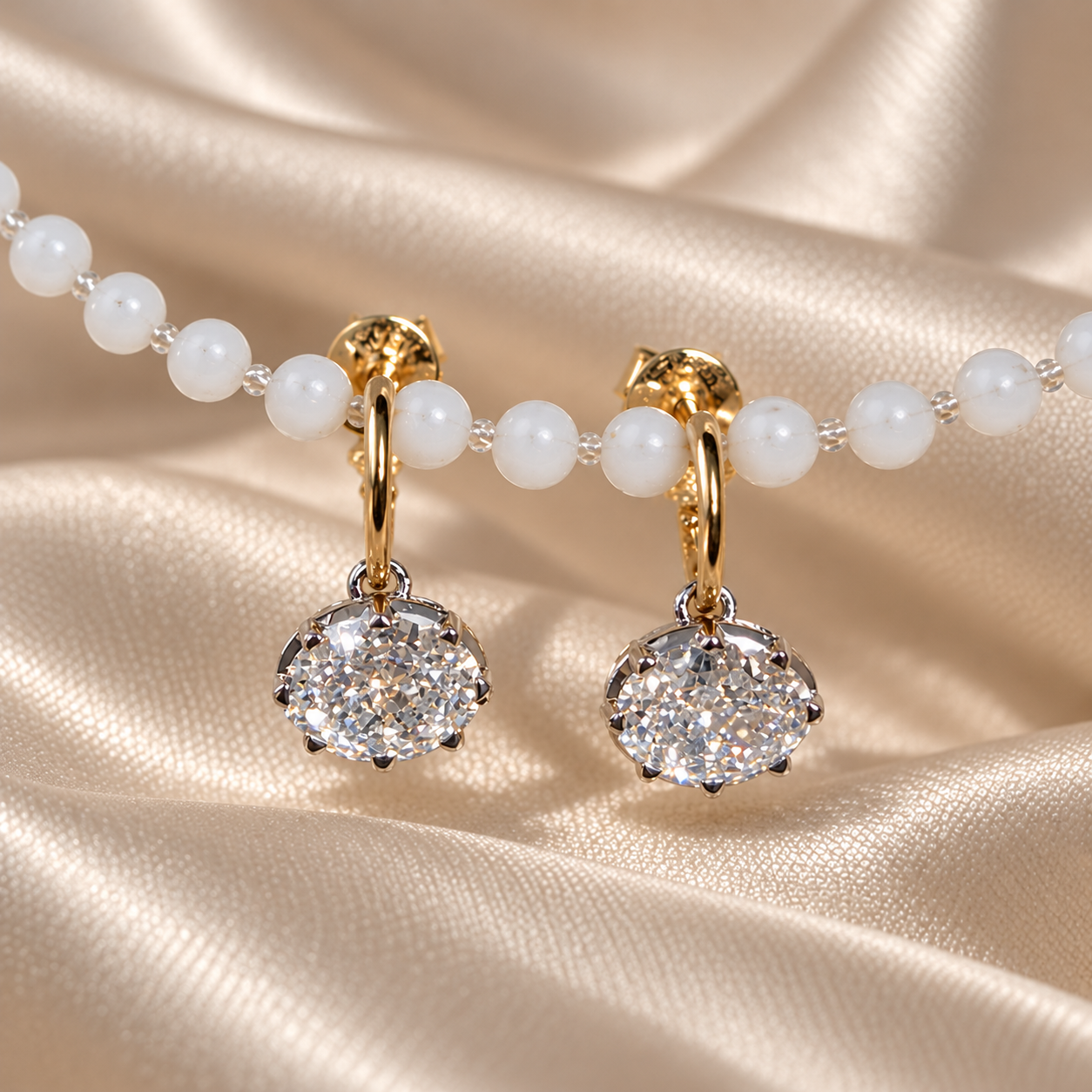 Oval Lab grown Diamond Drop Hoop Earrings Elegant Custom Earrings