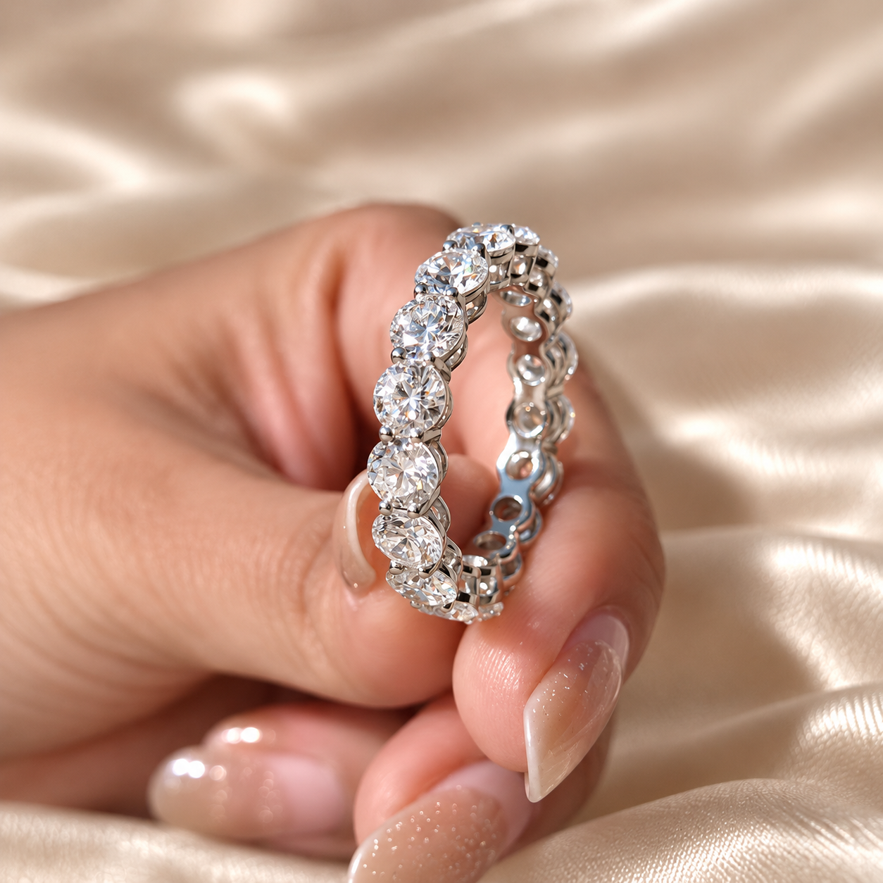 Round Lab Grown Diamond Eternity Ring Elegant Round Diamond Timeless Custom Wedding Band