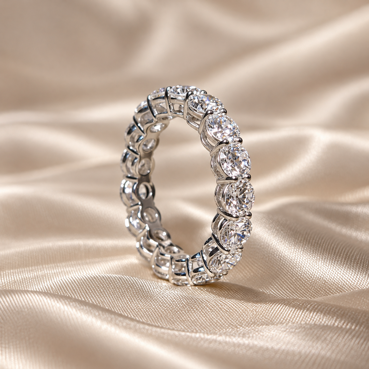 Round Lab Grown Diamond Eternity Ring Elegant Round Diamond Timeless Custom Wedding Band
