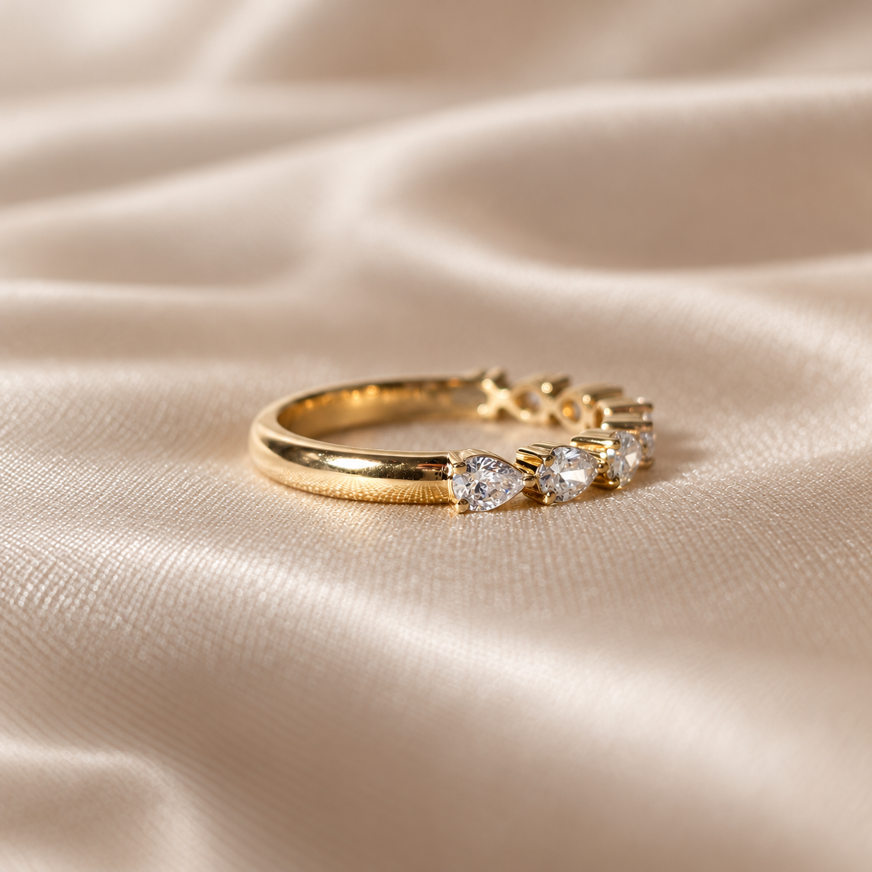 Pear Lab Grown Diamond Wedding Band Minimalist Stacking Ring