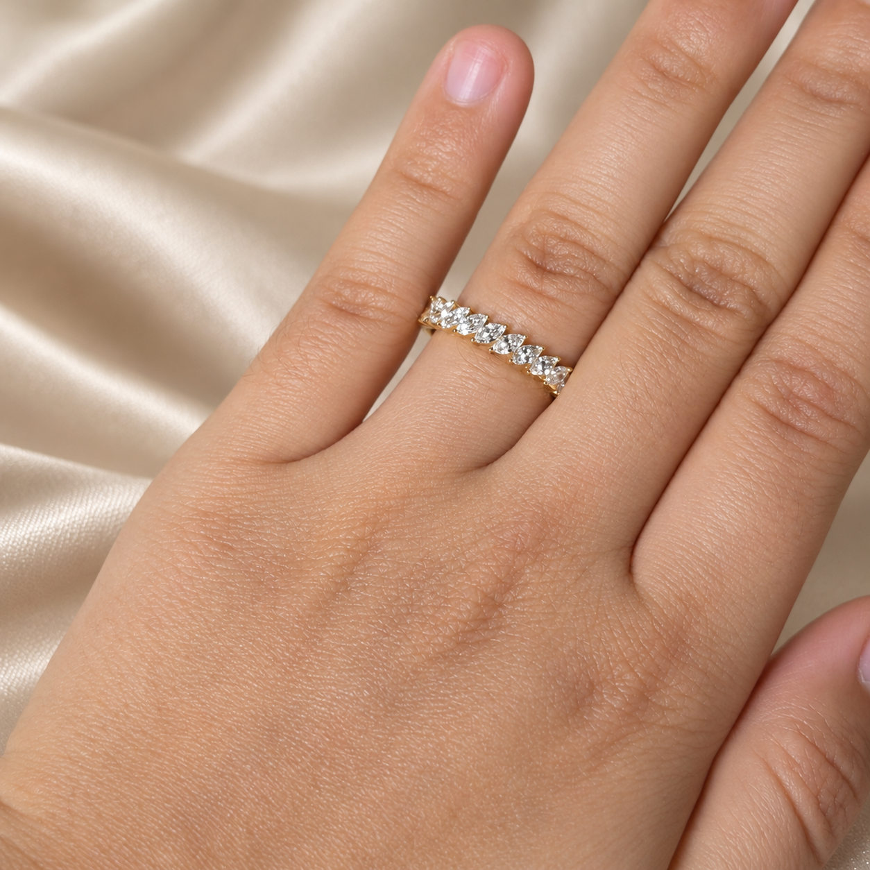 Marquise Lab Grown Diamond Wedding Band Half Eternity Band