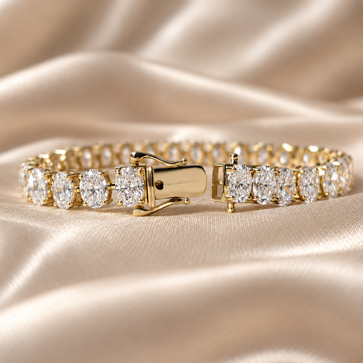 Oval Lab Grown Diamond Tennis Bracelet Elegant Diamond Bracelet Classic Tennis Jewelry Luxury Bridal Bracelet