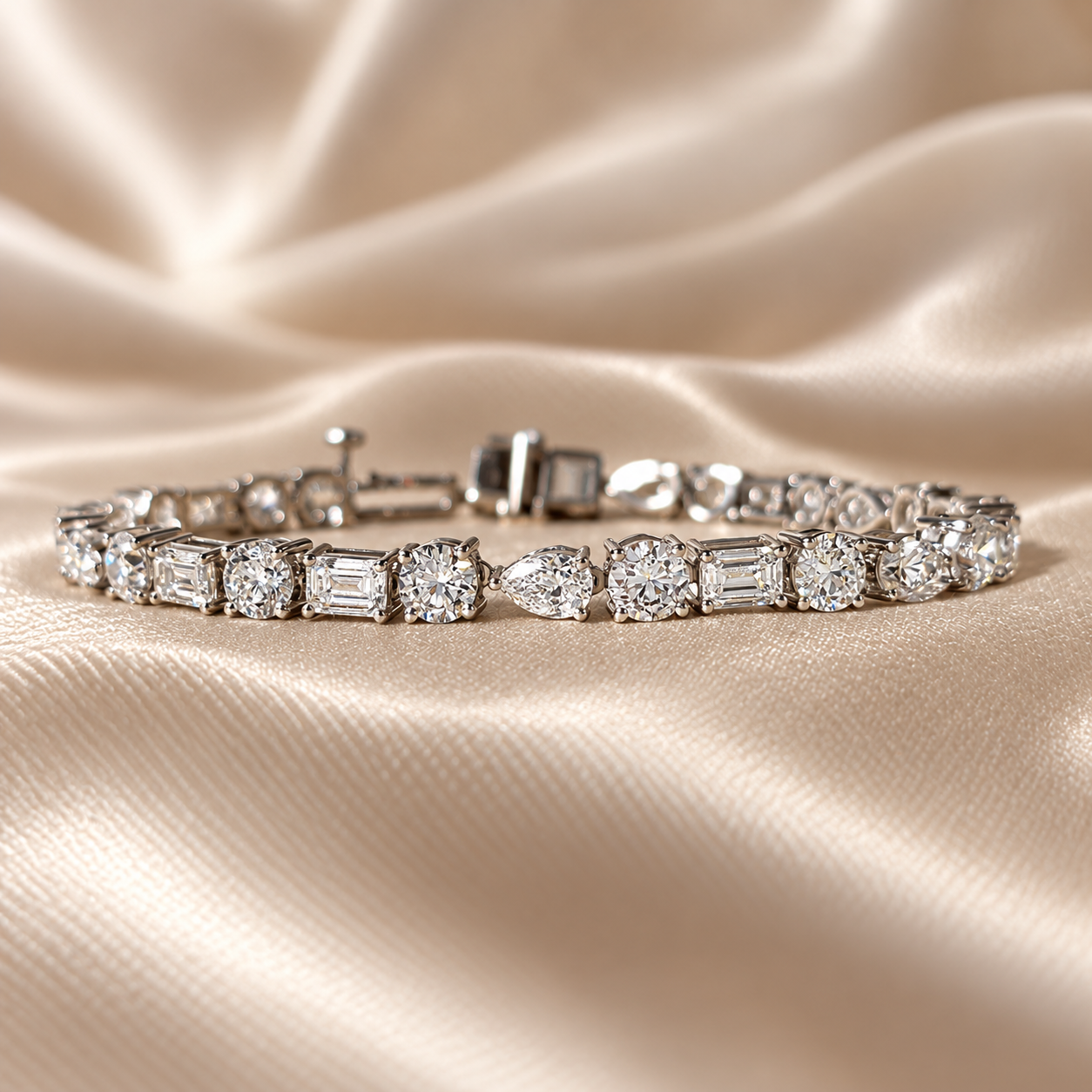 Mixed Shape Lab Grown Diamond Tennis Bracelet Elegant Custom Multi-Cut Diamond Bracelet