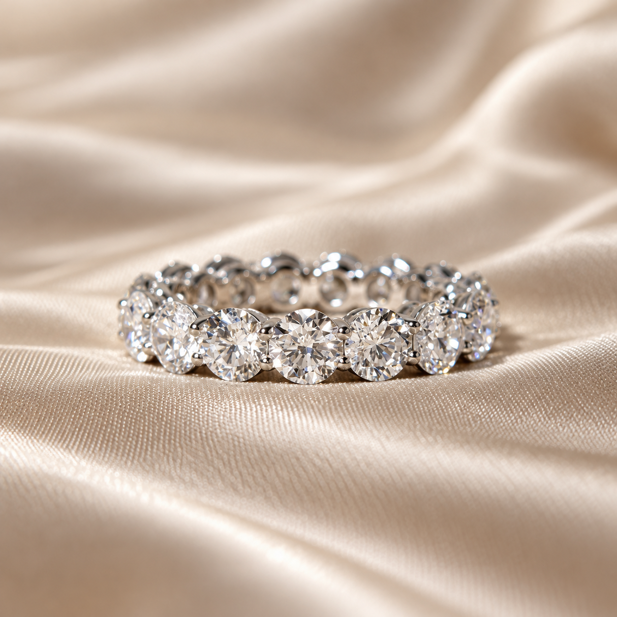 Round Lab Grown Diamond Eternity Ring Elegant Round Diamond Timeless Custom Wedding Band
