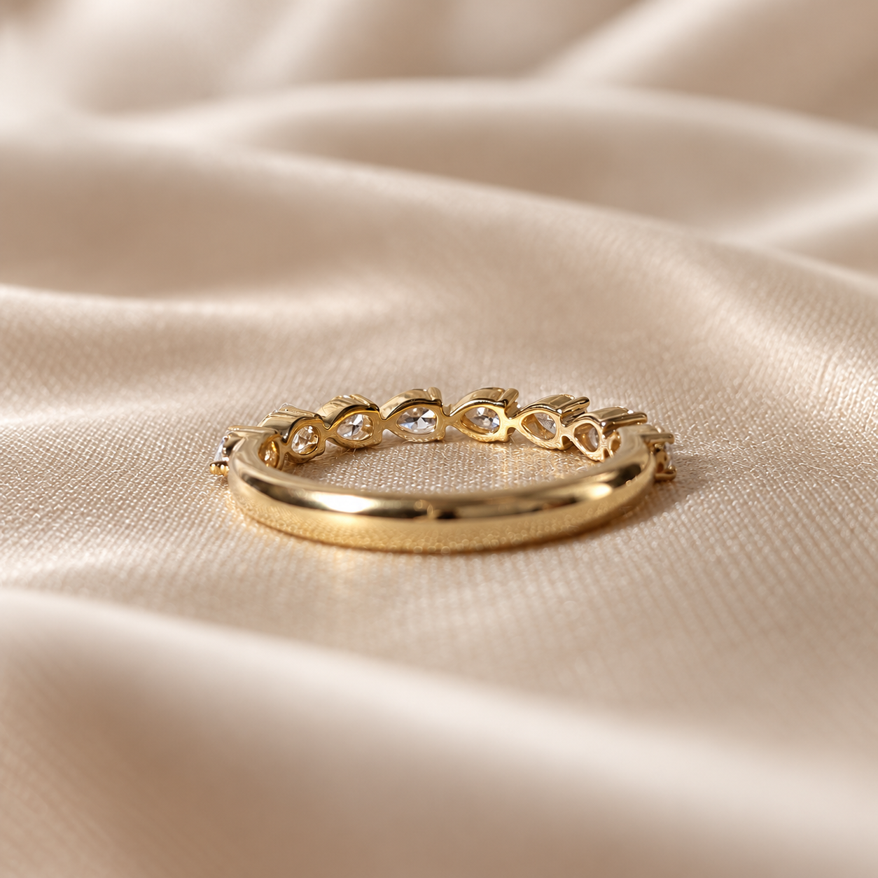 Pear Lab Grown Diamond Wedding Band Minimalist Stacking Ring