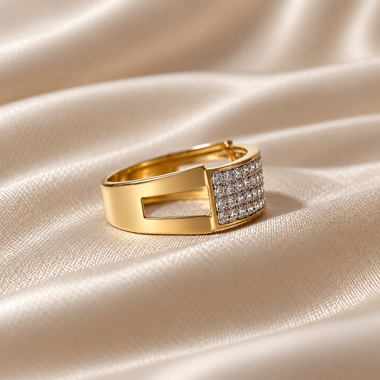 Round Lab Grown Diamond Engagement Ring Gold Pavé Diamond Ring