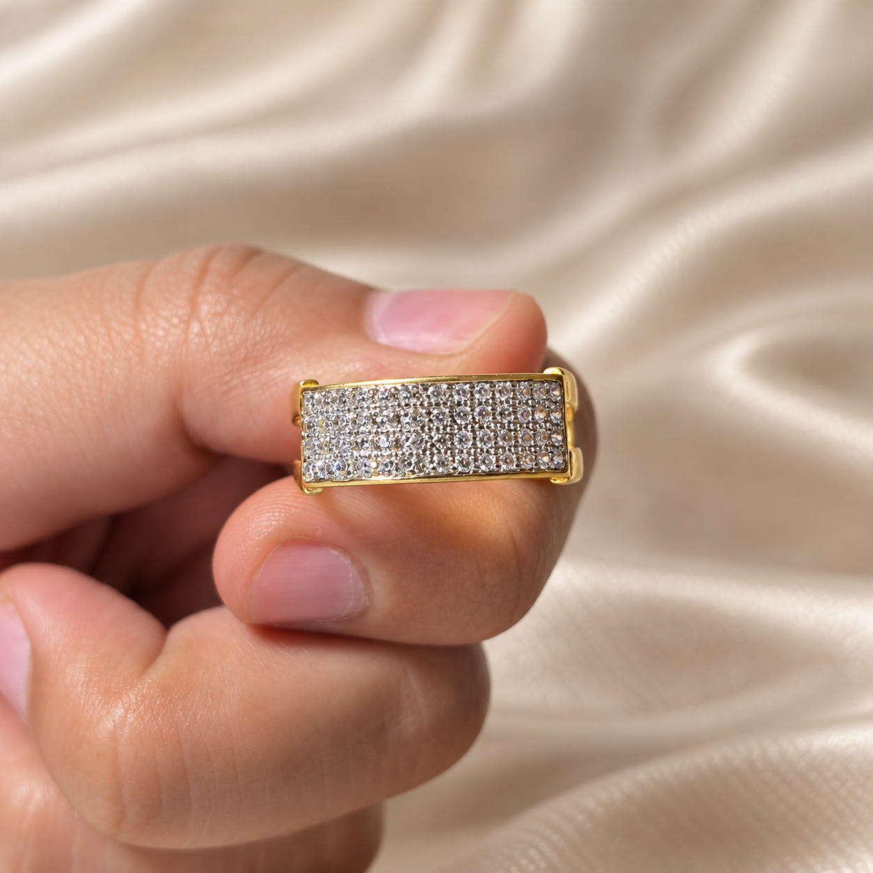 Round Lab Grown Diamond Engagement Ring Gold Pavé Diamond Ring