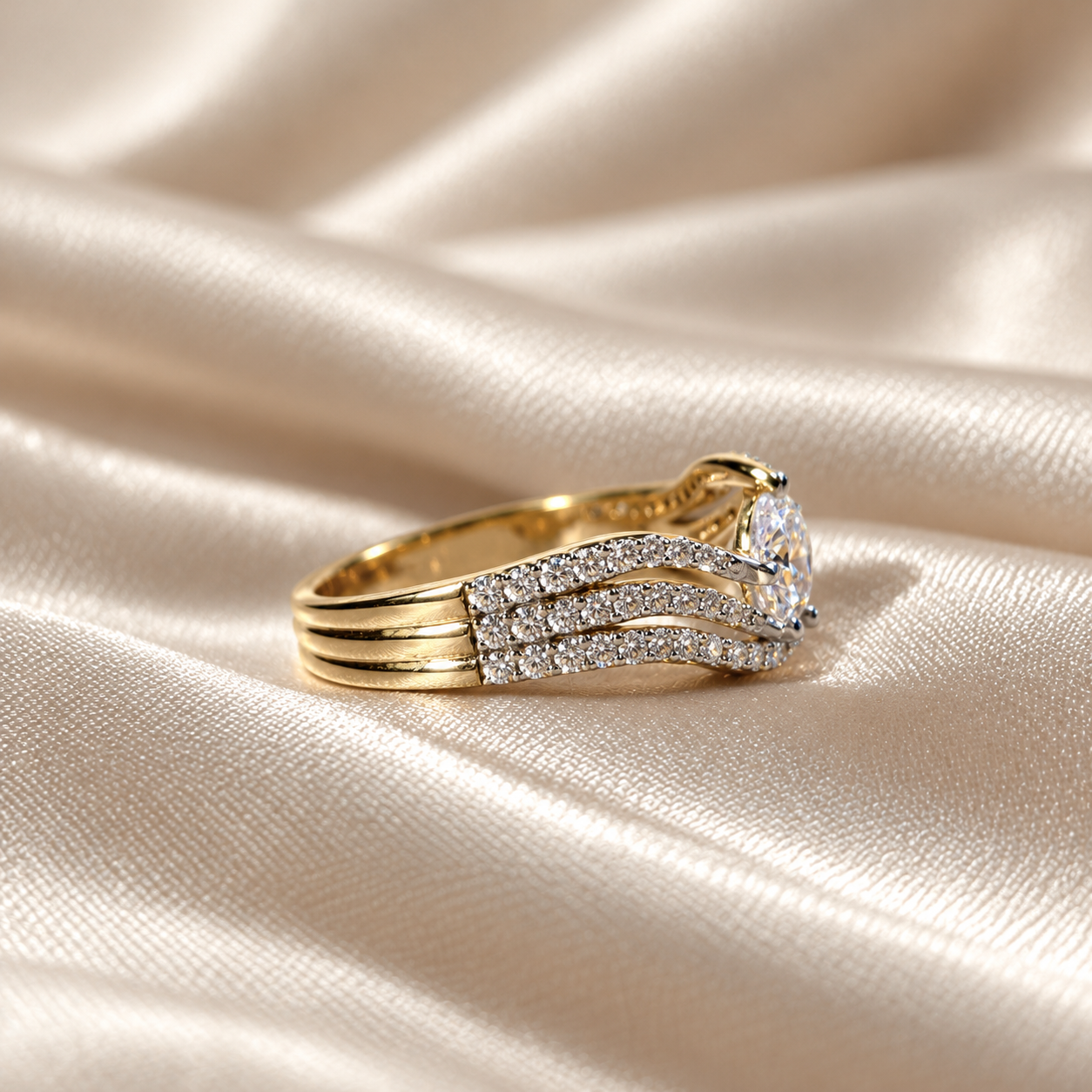 Round Lab Grown Diamond Twist Engagement Crossover Ring