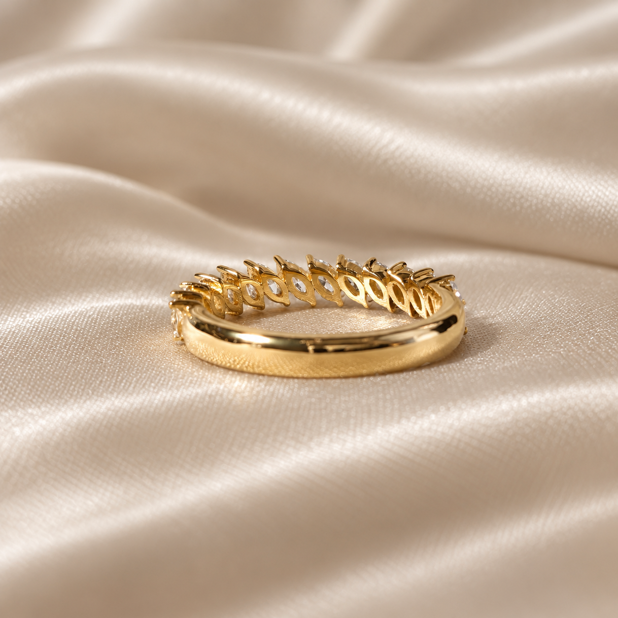 Marquise Lab Grown Diamond Wedding Band Half Eternity Band