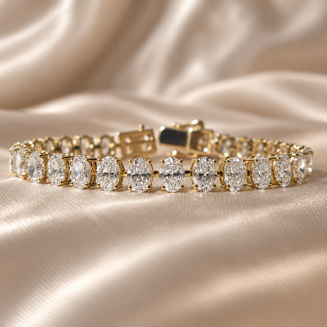 Oval Lab Grown Diamond Tennis Bracelet Elegant Diamond Bracelet Classic Tennis Jewelry Luxury Bridal Bracelet