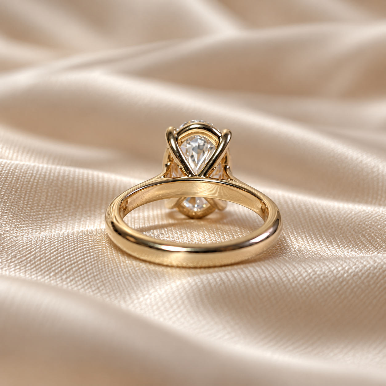 Oval Lab Grown Diamond Solitaire Engagement Ring Cathedral Shank Ring Custom Classic Bridal Jewelry