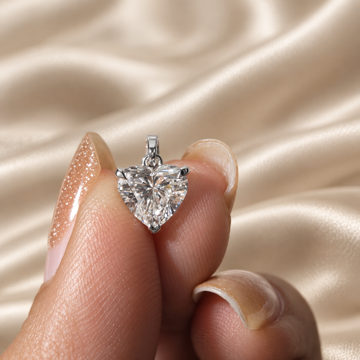 Heart Lab Grown Diamond Pendant Heart Diamond Solitaire Pendant Elegant Custom Bridal Jewelry