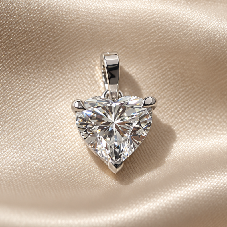 Heart Lab Grown Diamond Pendant Heart Diamond Solitaire Pendant Elegant Custom Bridal Jewelry