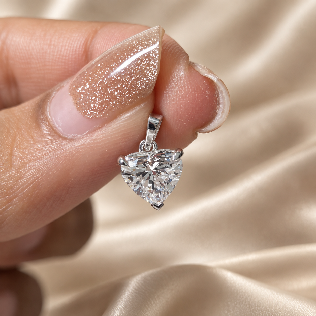 Heart Lab Grown Diamond Pendant Heart Diamond Solitaire Pendant Elegant Custom Bridal Jewelry