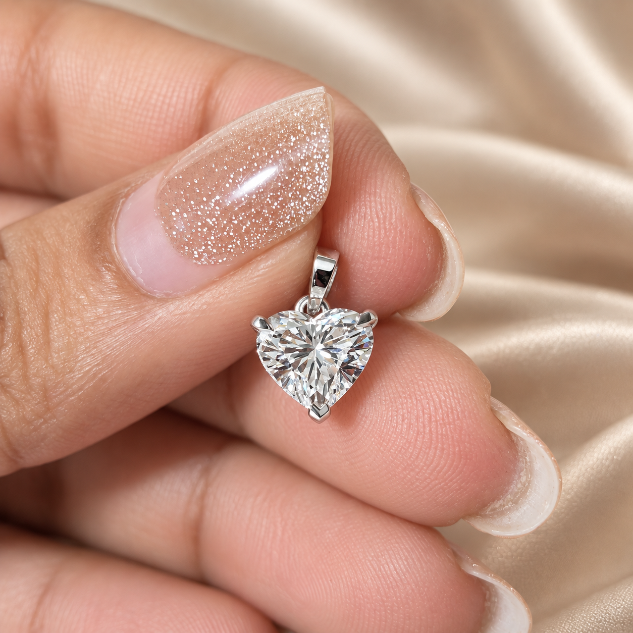 Heart Lab Grown Diamond Pendant Heart Diamond Solitaire Pendant Elegant Custom Bridal Jewelry