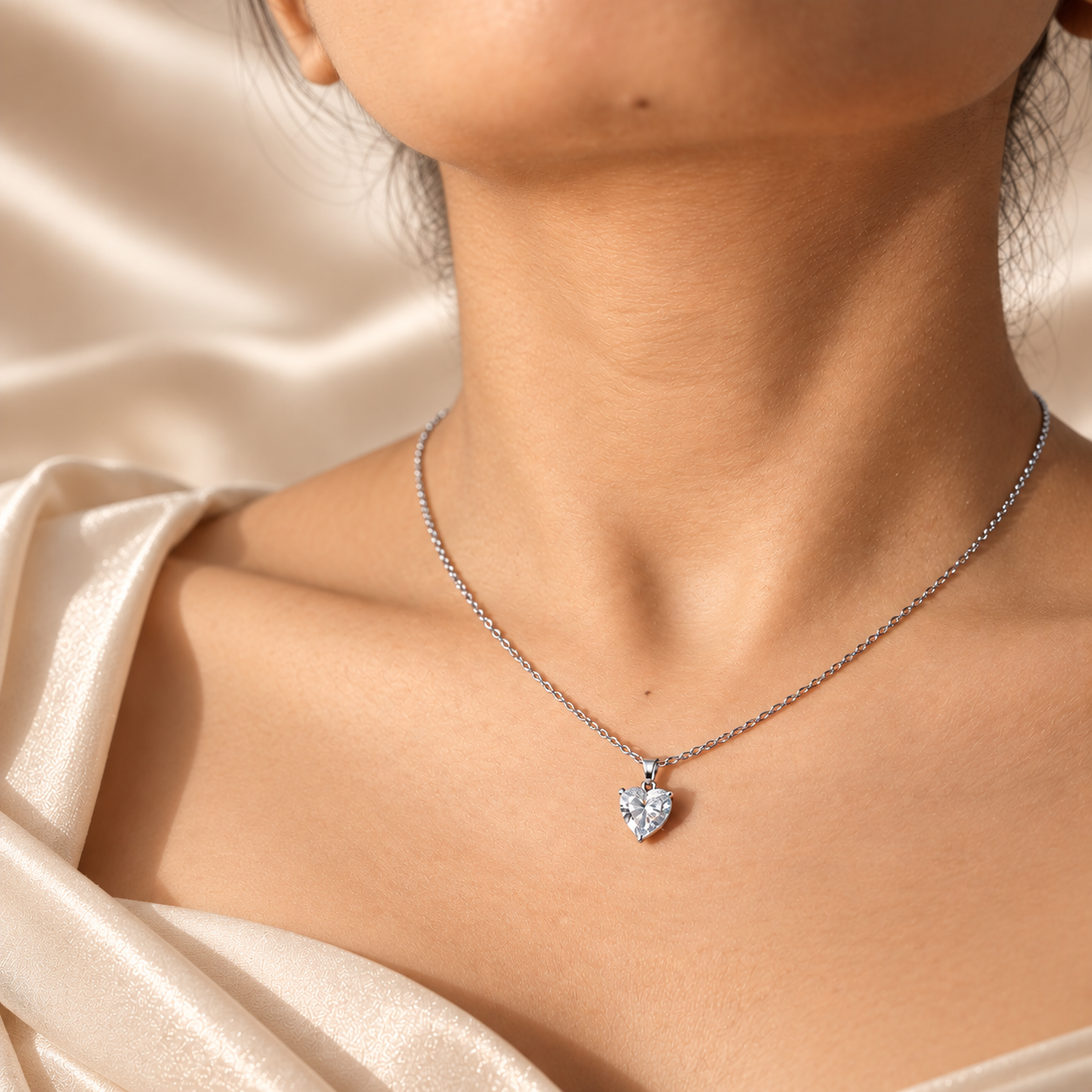 Heart Lab Grown Diamond Pendant Heart Diamond Solitaire Pendant Elegant Custom Bridal Jewelry