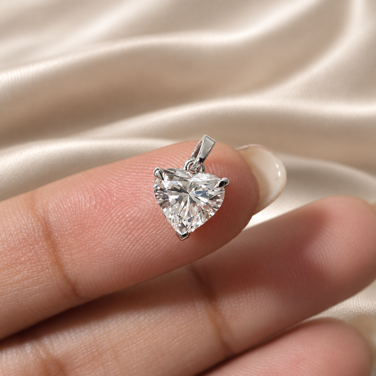 Heart Lab Grown Diamond Pendant Heart Diamond Solitaire Pendant Elegant Custom Bridal Jewelry
