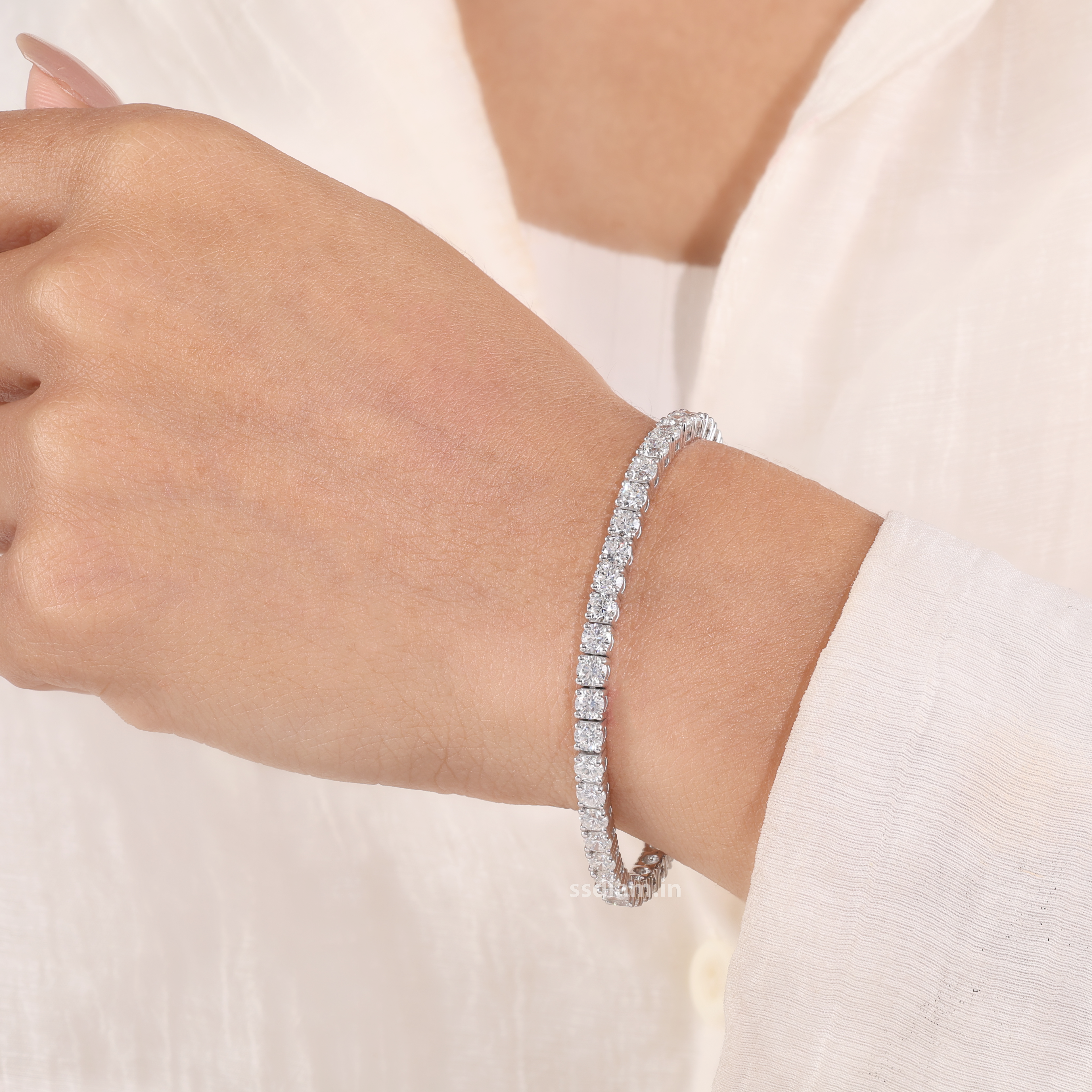 Round Cut Lab Grown Diamond Tennis Bracelet Classic Diamond Tennis Bracelet Bridal Jewelry Anniversary Gift for Her Handmade jewelry