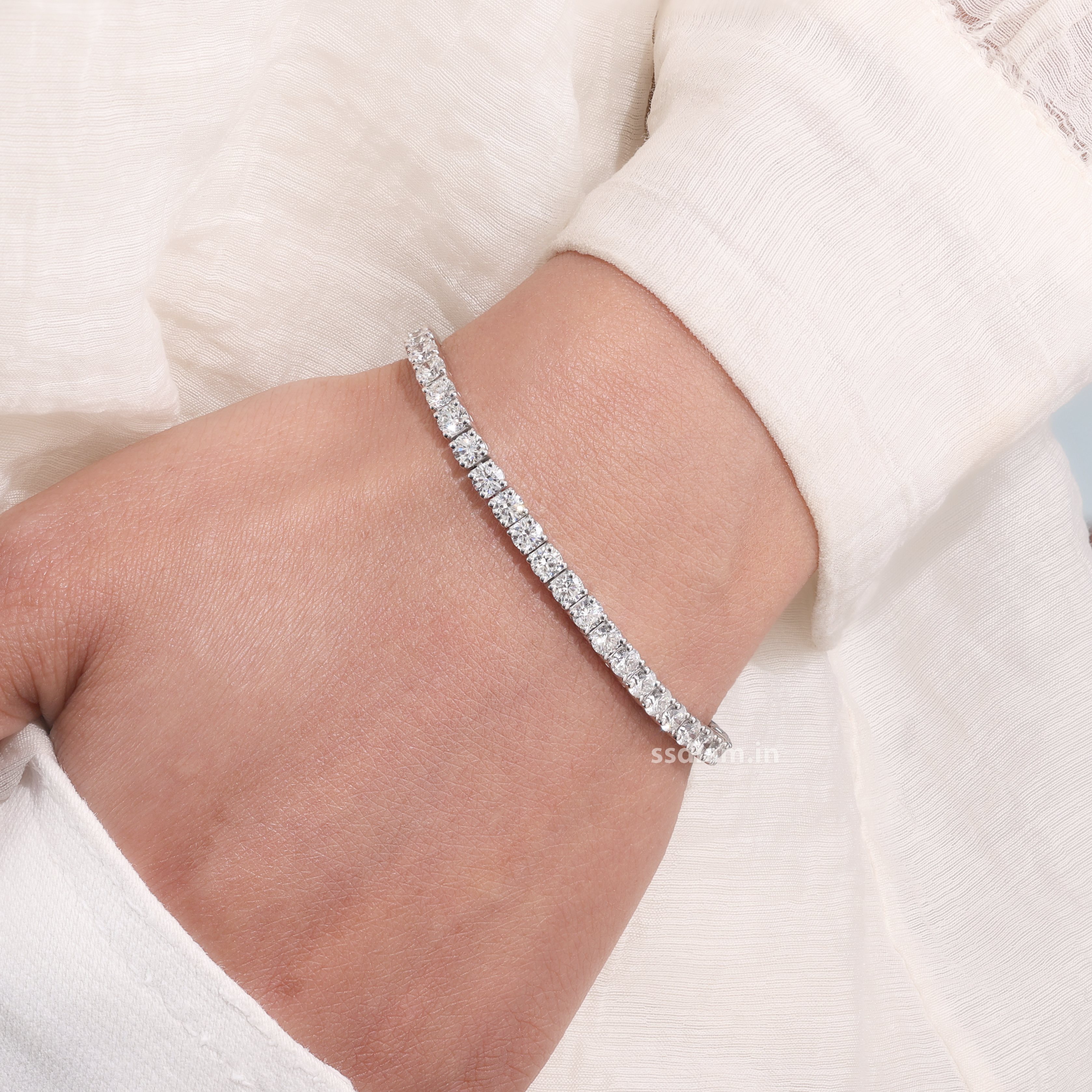 Round Cut Lab Grown Diamond Tennis Bracelet Classic Diamond Tennis Bracelet Bridal Jewelry Anniversary Gift for Her Handmade jewelry