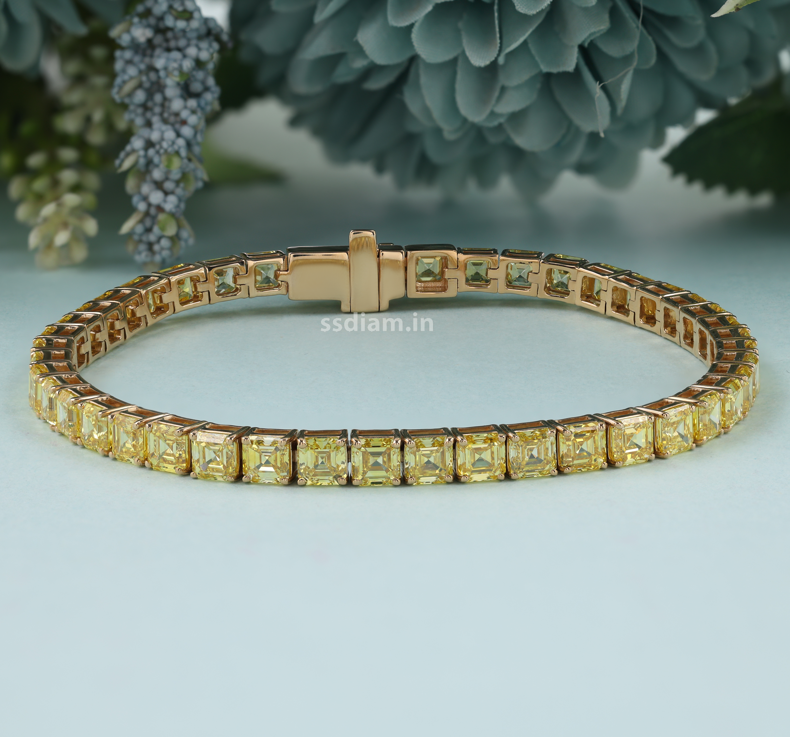 7 Carat Yellow Emerald Lab Grown Diamond Canary Diamond Bracelet Gold Tennis Bracelet Anniversary Gift for Her
