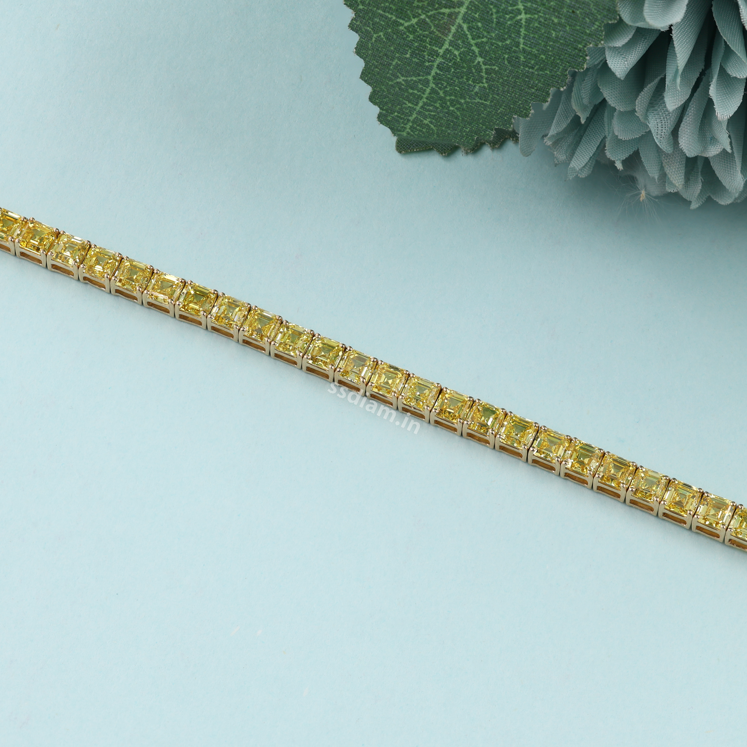 7 Carat Yellow Emerald Lab Grown Diamond Canary Diamond Bracelet Gold Tennis Bracelet Anniversary Gift for Her