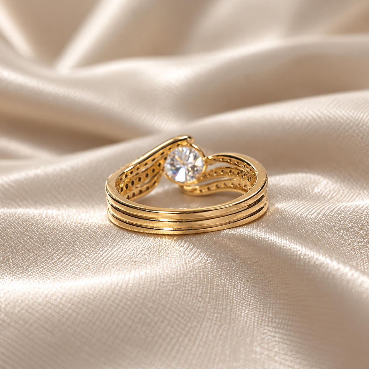 Round Lab Grown Diamond Twist Engagement Crossover Ring