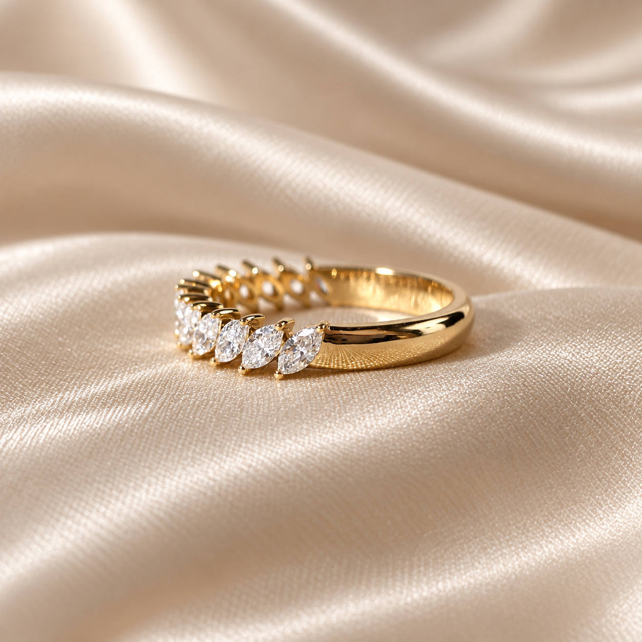 Marquise Lab Grown Diamond Wedding Band Half Eternity Band