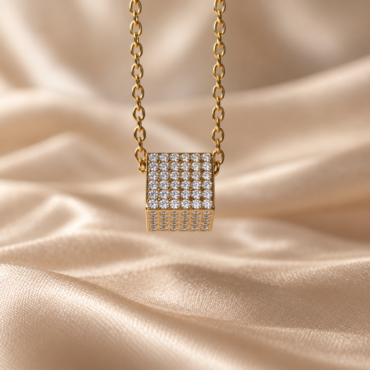 Round Lab Grown Diamond Square Pendant Necklace Elegant Fine Pendant