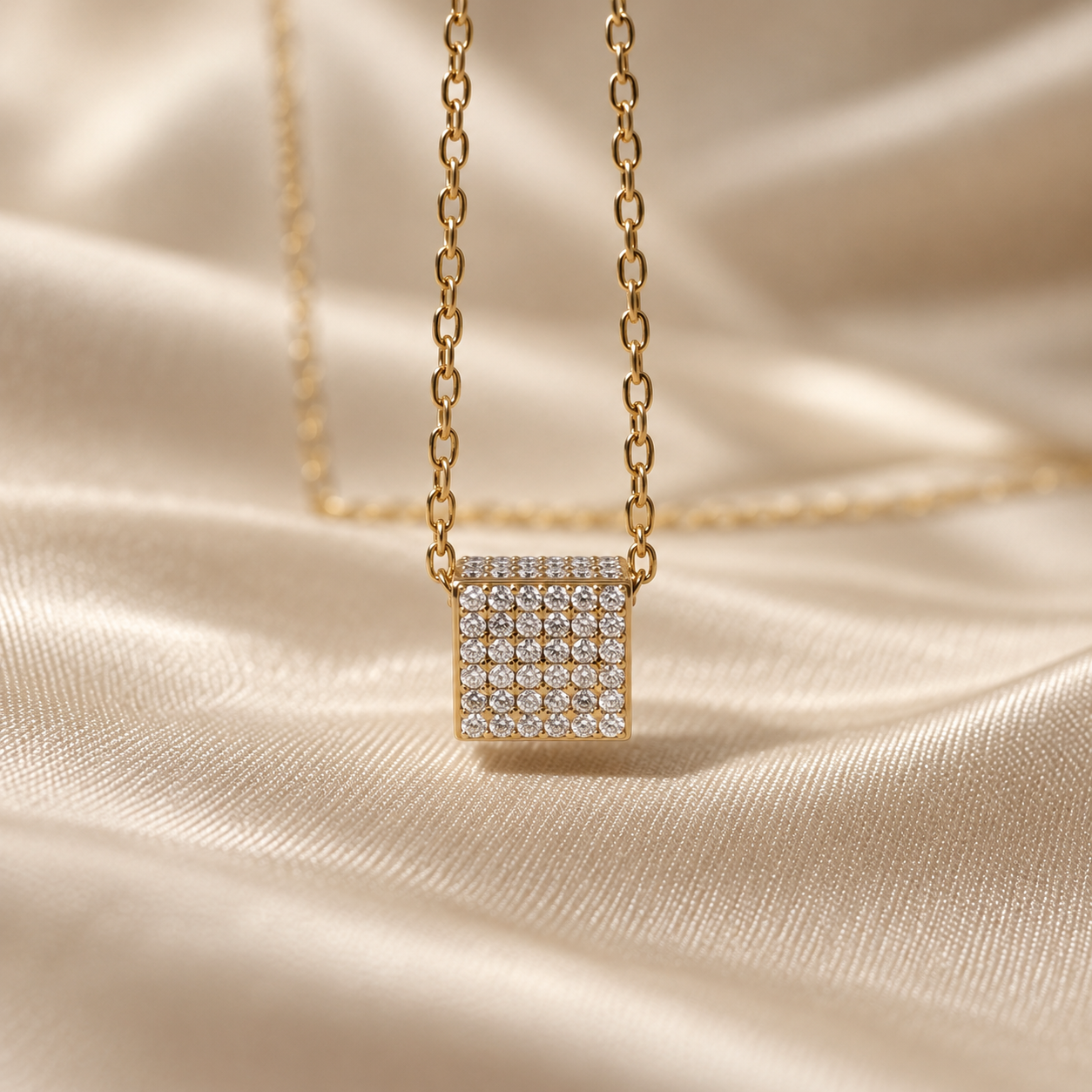 Round Lab Grown Diamond Square Pendant Necklace Elegant Fine Pendant