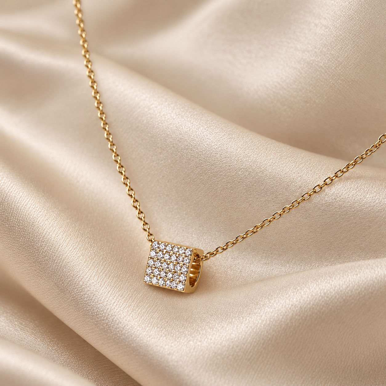 Round Lab Grown Diamond Square Pendant Necklace Elegant Fine Pendant