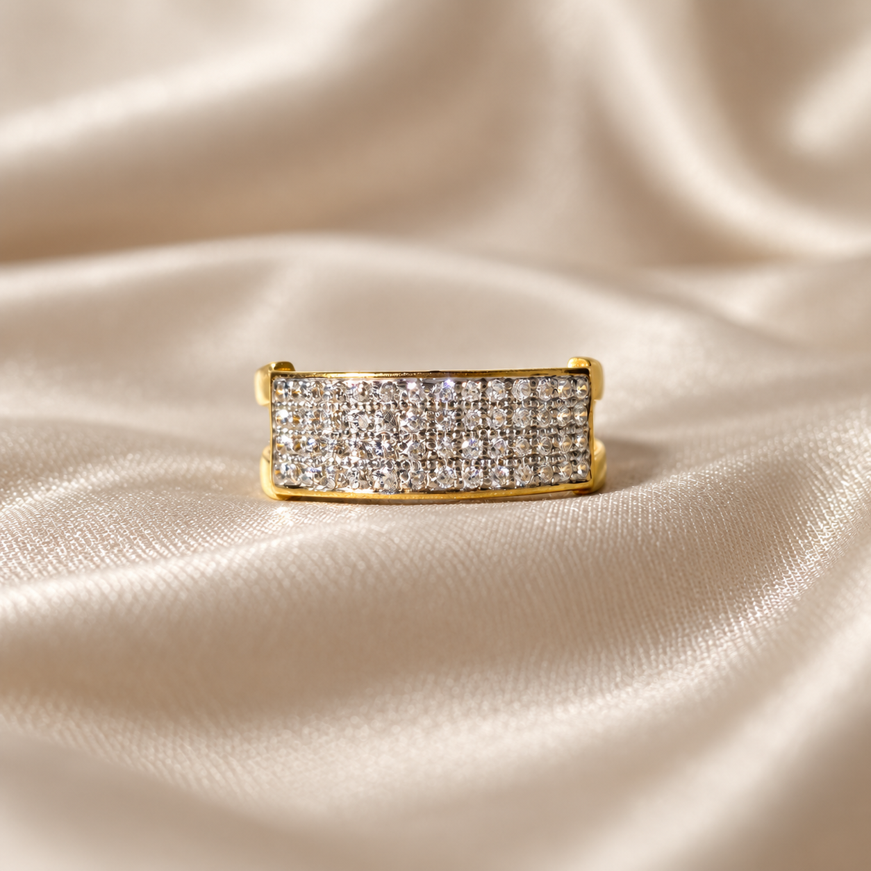 Round Lab Grown Diamond Engagement Ring Gold Pavé Diamond Ring