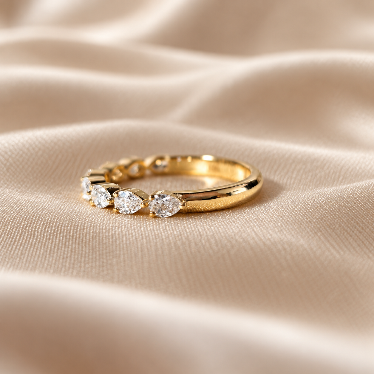 Pear Lab Grown Diamond Wedding Band Minimalist Stacking Ring