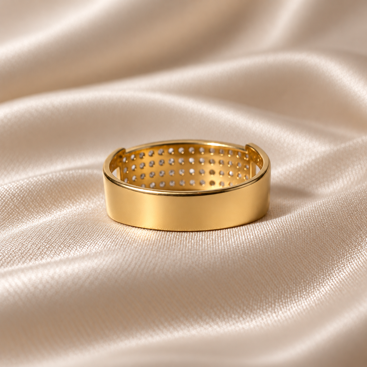 Round Lab Grown Diamond Engagement Ring Gold Pavé Diamond Ring