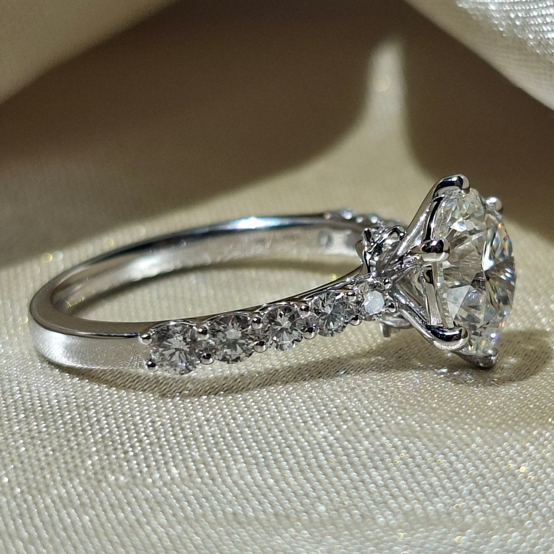 Round Lab Grown Diamond Engagement Ring Handmade Promise Ring