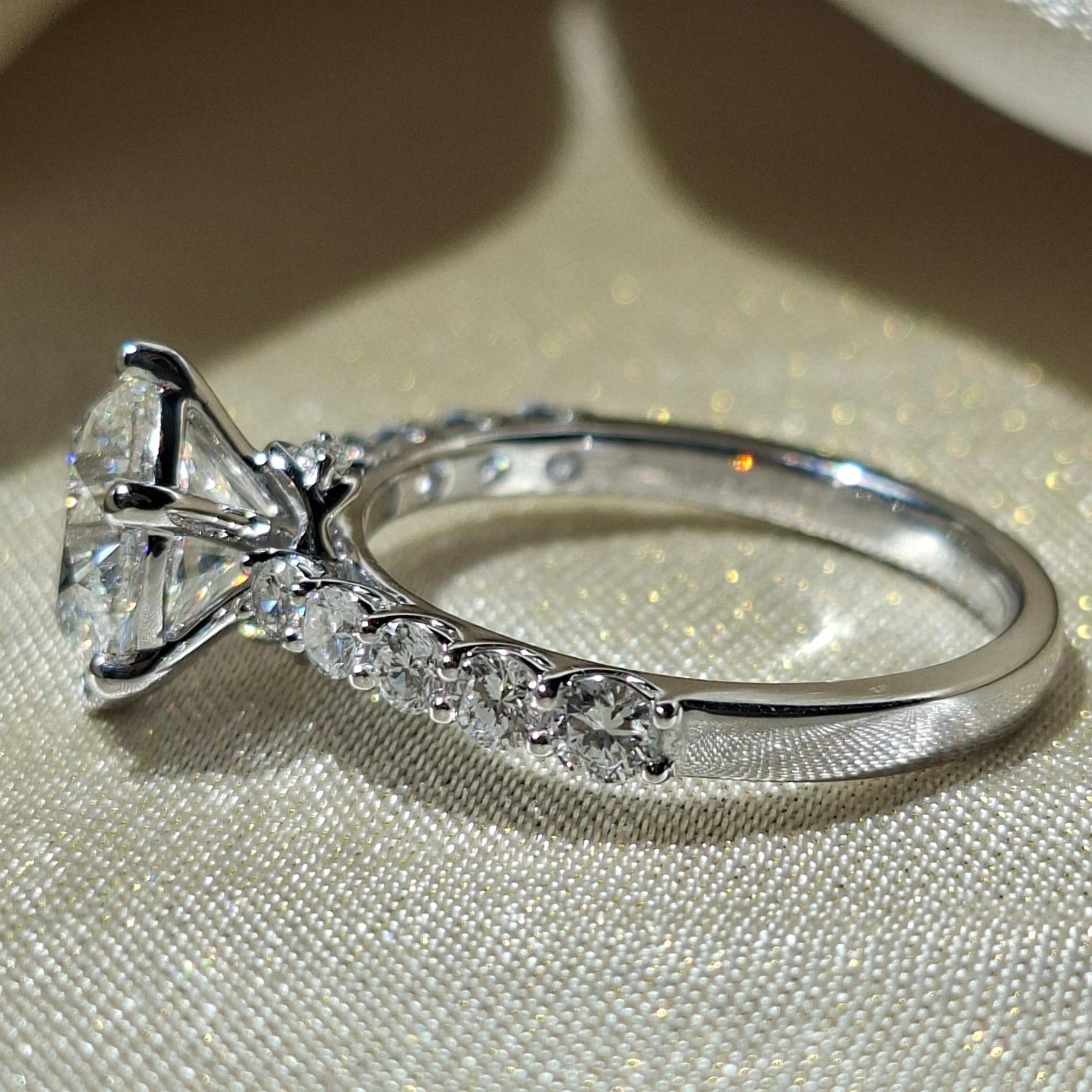 Round Lab Grown Diamond Engagement Ring Handmade Promise Ring
