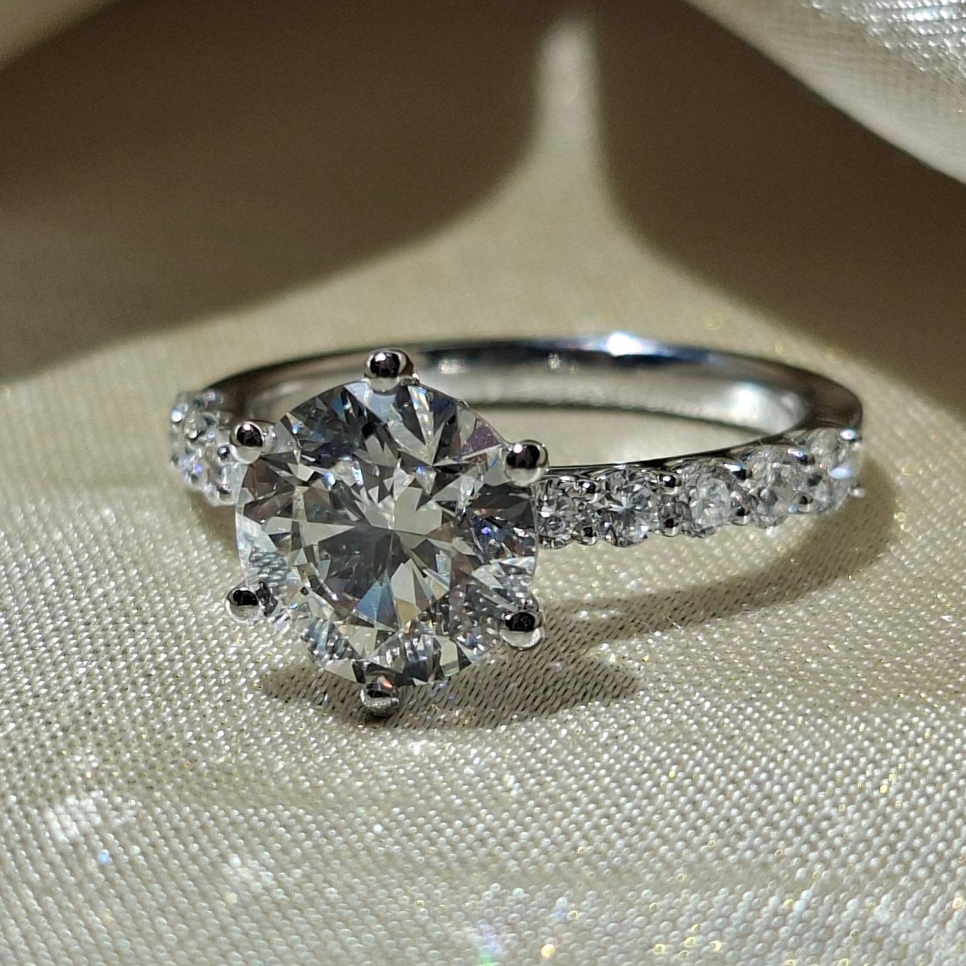 Round Lab Grown Diamond Engagement Ring Handmade Promise Ring