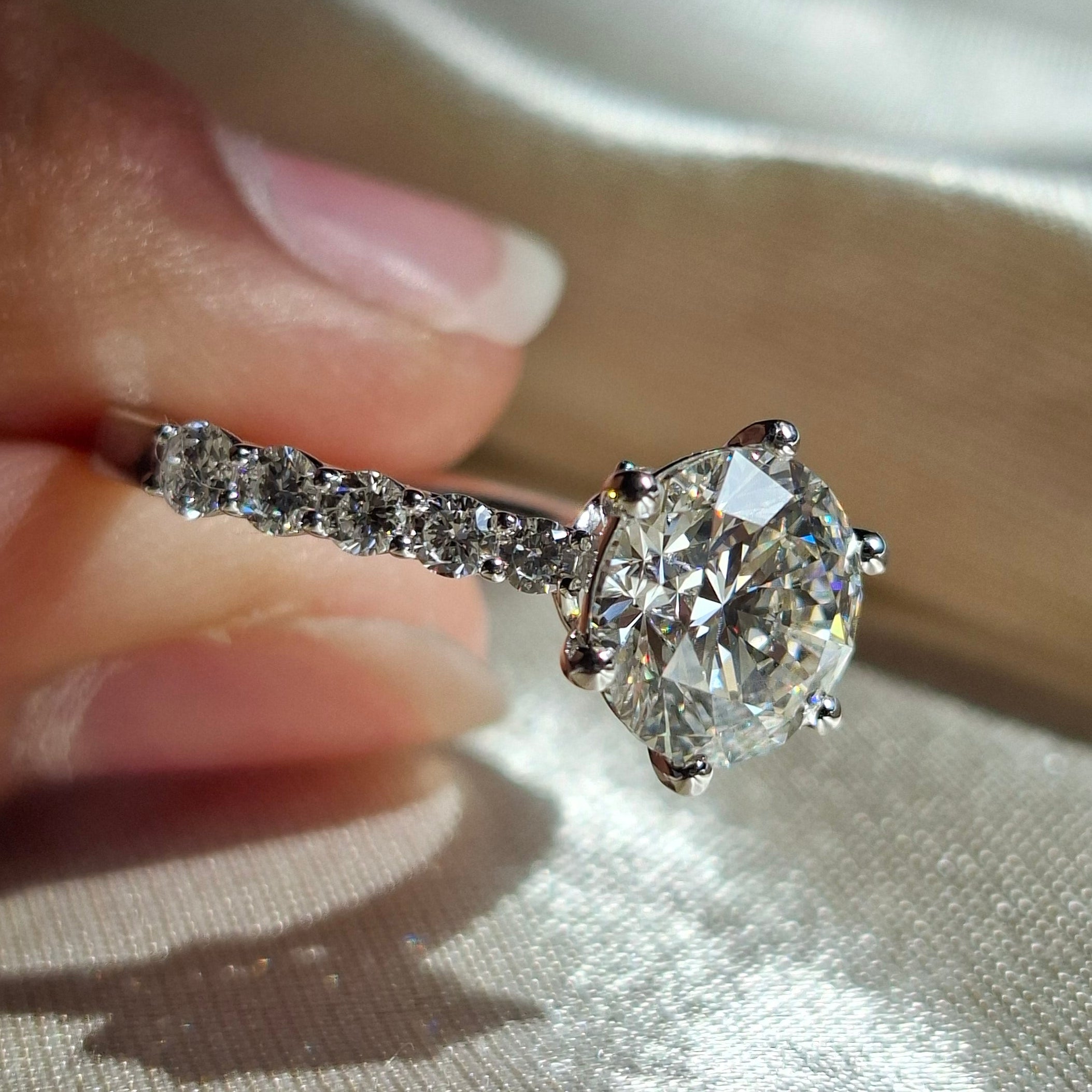 Round Lab Grown Diamond Engagement Ring Handmade Promise Ring