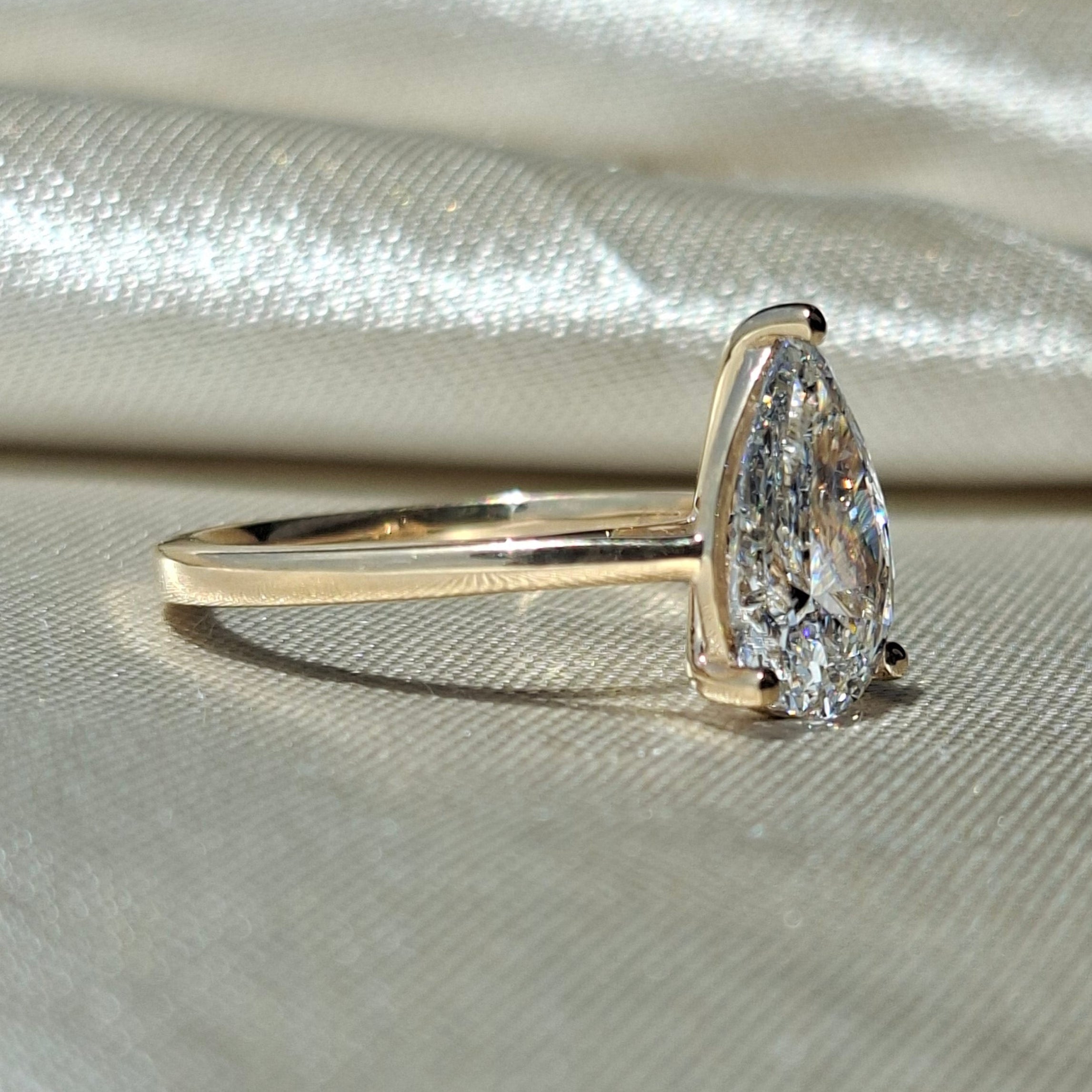 Pear Lab Grown Diamond Solitaire Engagement Ring Teardrop Promise Ring