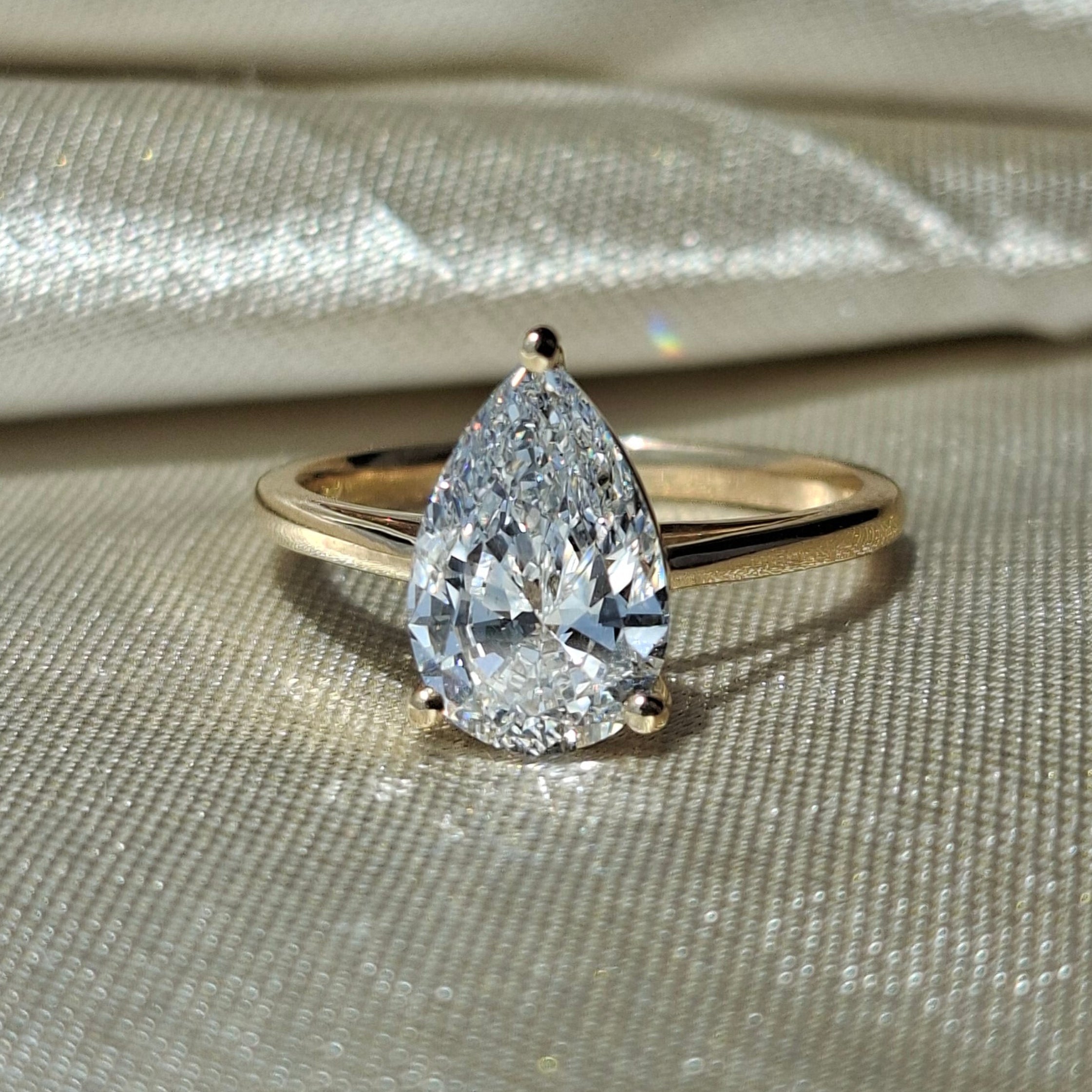 Pear Lab Grown Diamond Solitaire Engagement Ring Teardrop Promise Ring