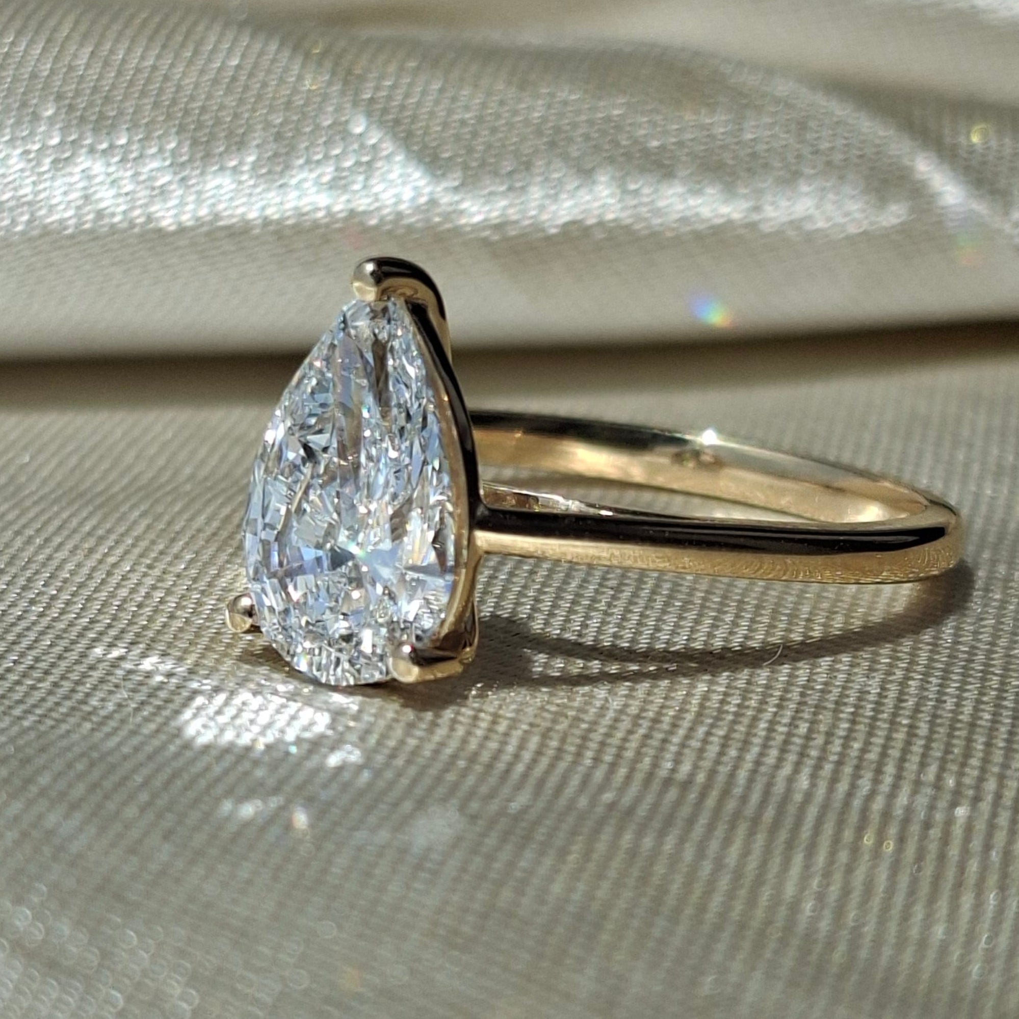 Pear Lab Grown Diamond Solitaire Engagement Ring Teardrop Promise Ring