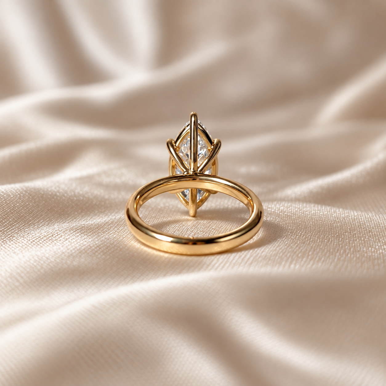 Marquise Lab Grown Diamond Engagement Ring Yellow Gold Solitaire Ring Elegant Marquise Cut Custom Bridal Ring