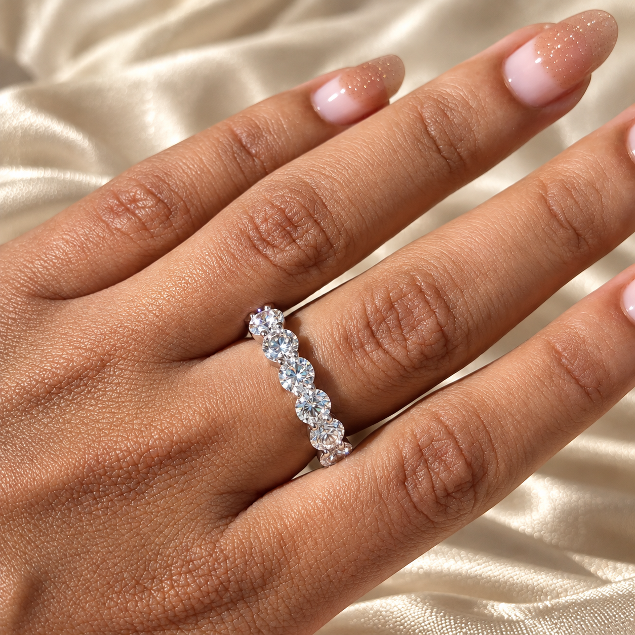 Round Lab Grown Diamond Eternity Ring Elegant Round Diamond Timeless Custom Wedding Band