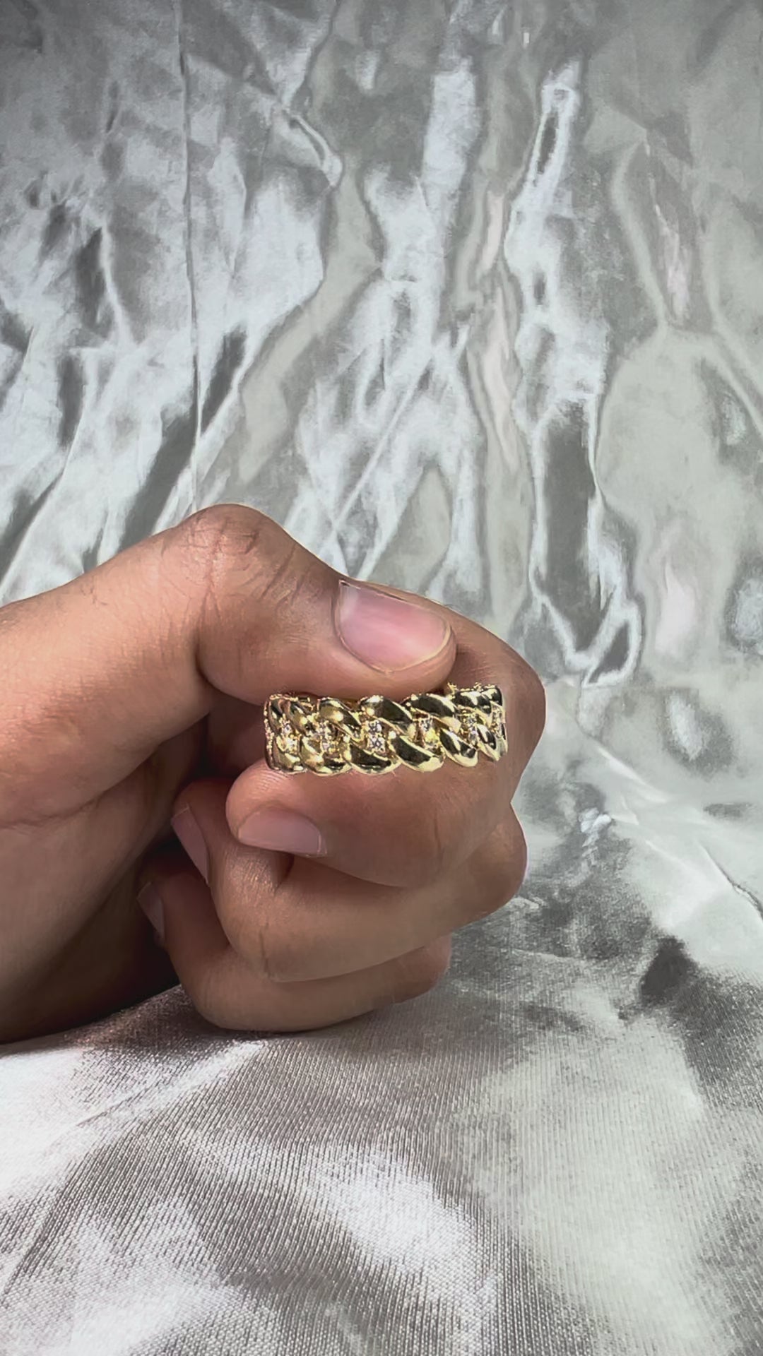 Cuban Link Ring Round Lab Grown Diamond Wedding Band