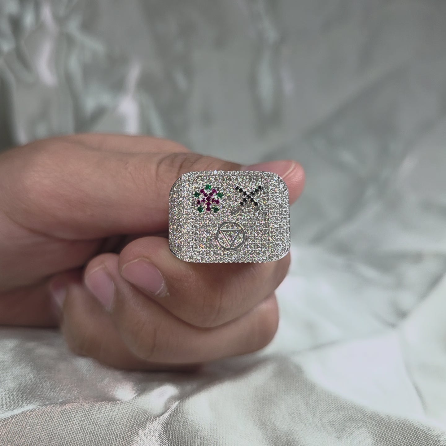 Round Lab Grown Diamond Custom Ring Personalized Diamond Ring Iced Out Name Ring