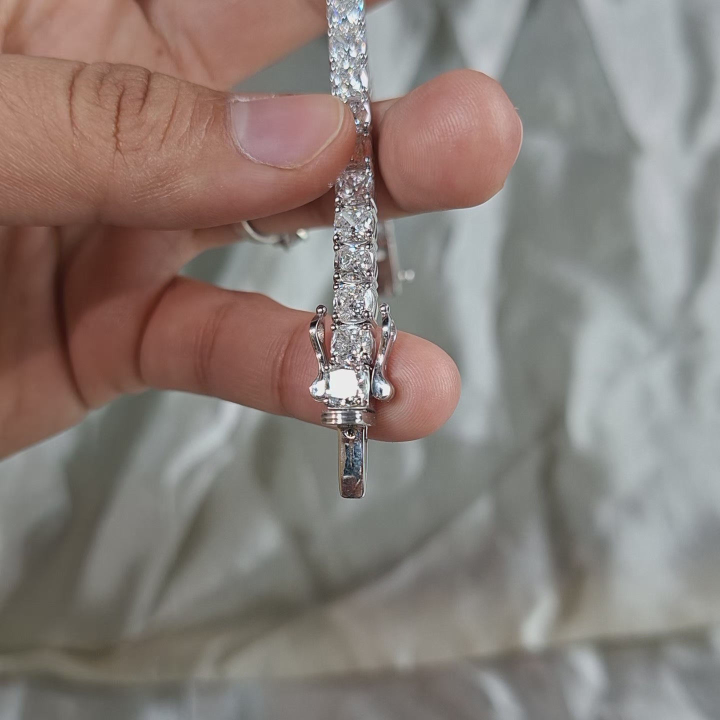 Cushion Lab Grown Diamond Elegant Tennis Bracelet Diamond Bracelet Wedding Handmade Jewelry Luxury Anniversary Jewelry Gift for Her