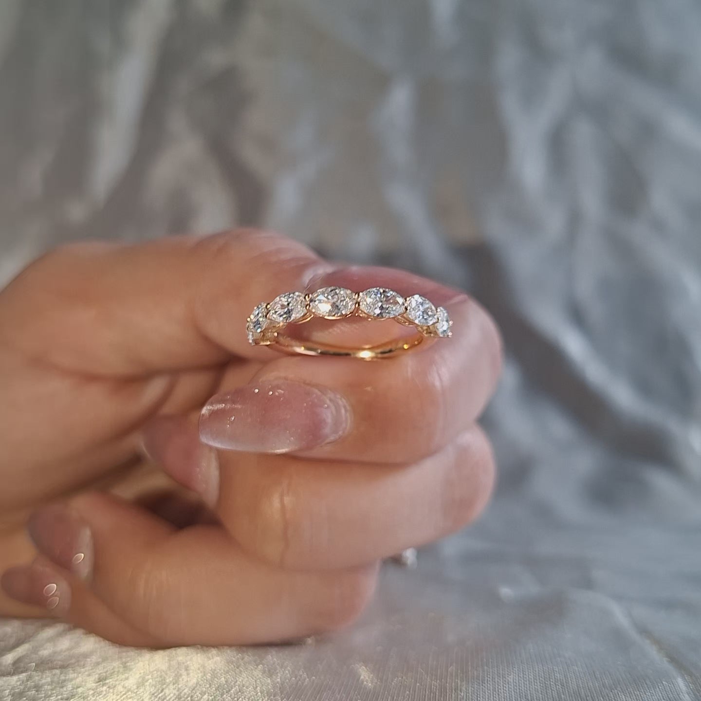 Oval Lab Grown Diamond Engagement Ring Eternity Wedding Band Classic Stackable Fine Jewelry