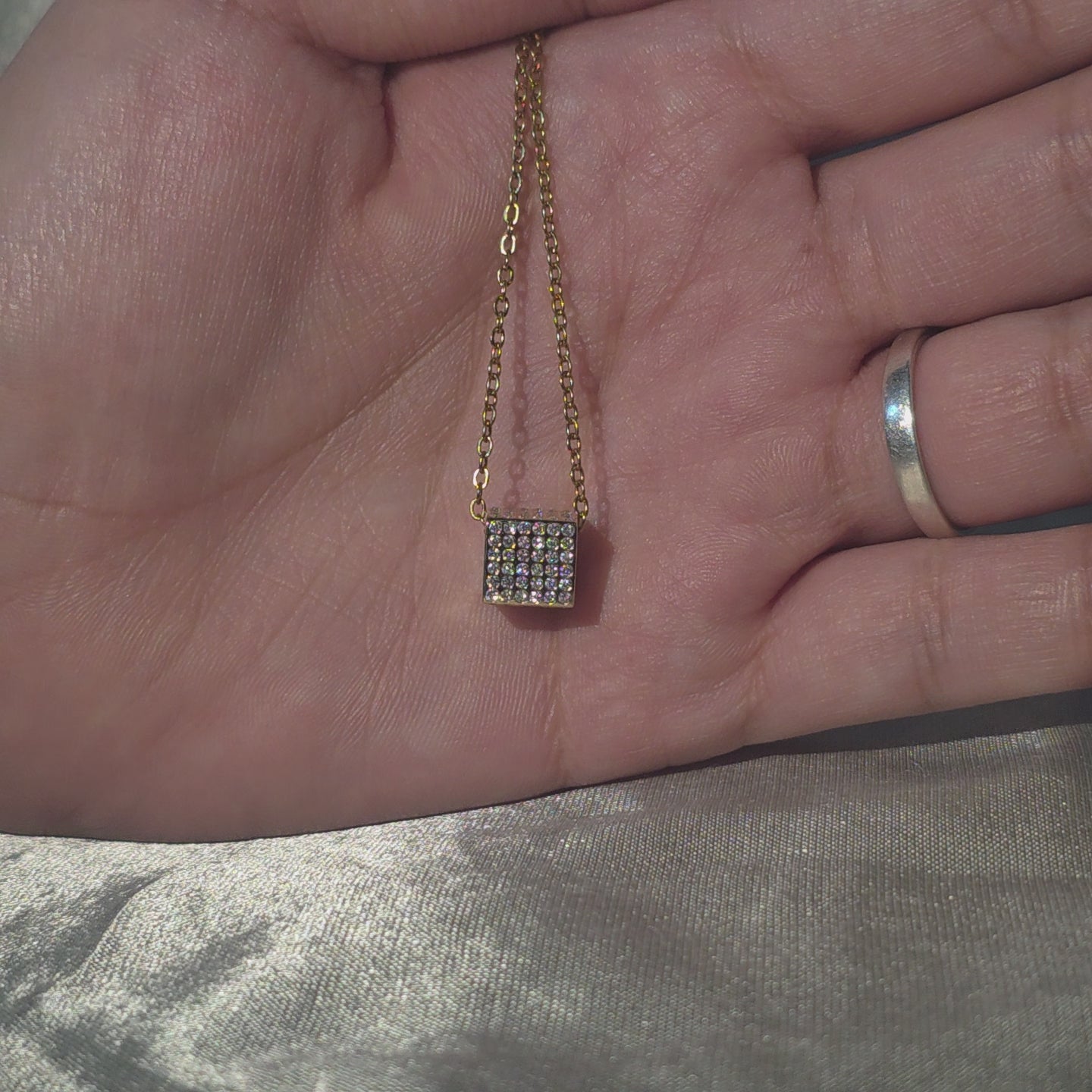 Round Lab Grown Diamond Square Pendant Necklace Elegant Fine Pendant