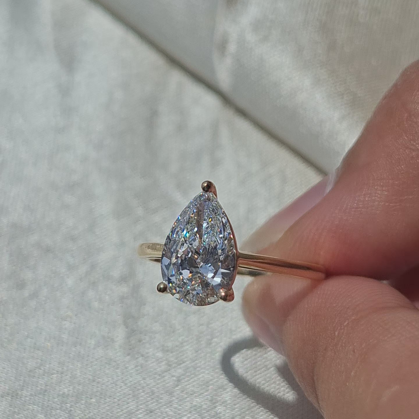 Pear Lab Grown Diamond Solitaire Engagement Ring Teardrop Promise Ring