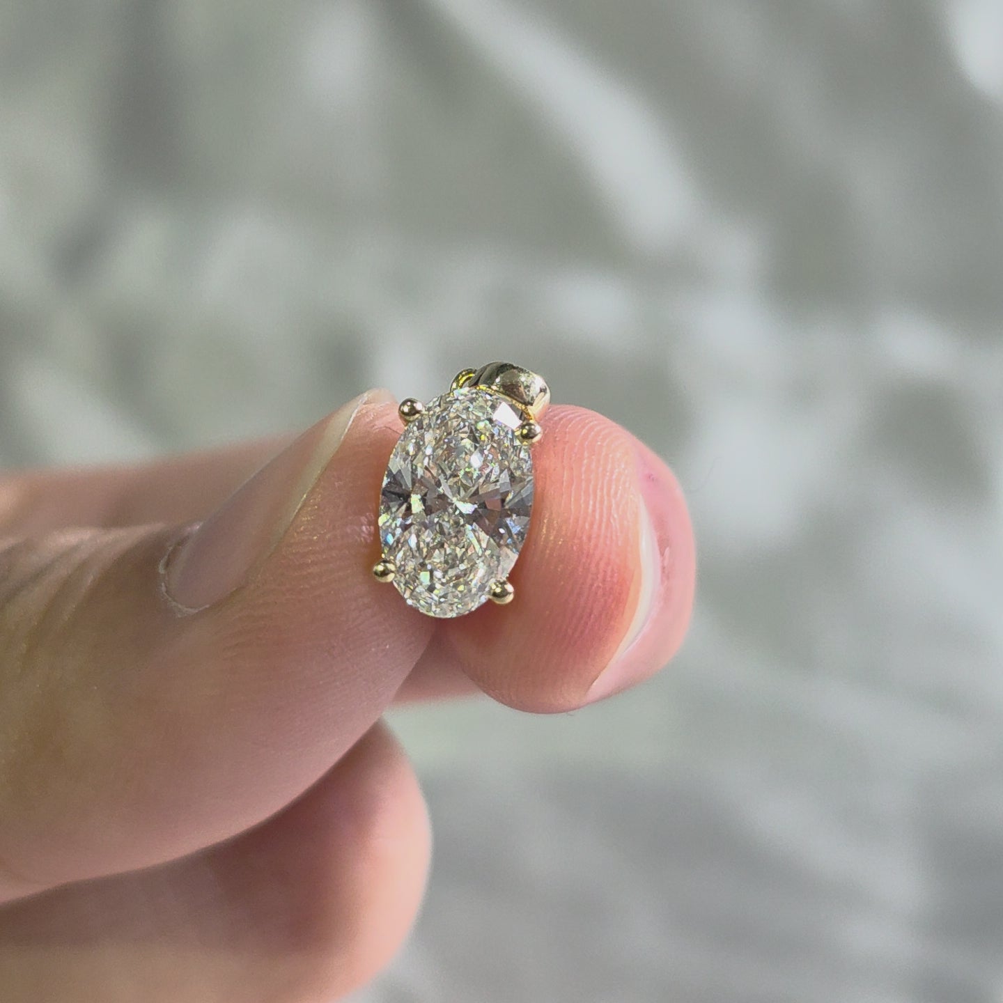 Oval Lab Grown Diamond Pendant Handmade Jewelry Gift For Her